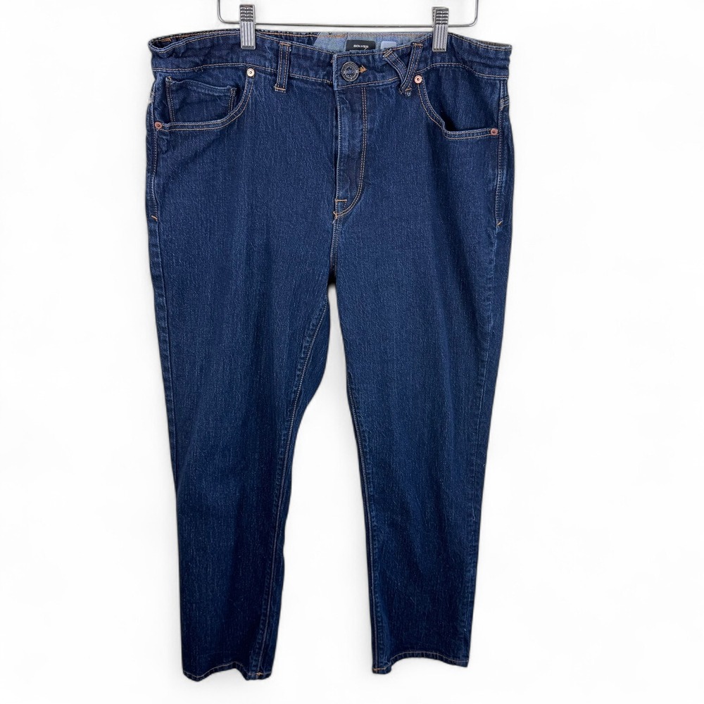 Volcom Solver Modern Straight Jeans Mens 36 Dark Wash Blue Denim A1902004